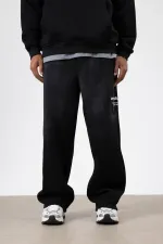 Oversize Baskılı Eşofman Takım Siyah Oversize Baskılı Eşofman Takım Siyah
