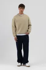 Sweat-shirt basique à col rond et coupe oversize kaki