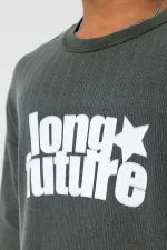 T-shirt oversize en maille délavée verte