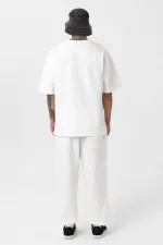 Paça Lastikli Basic Oversize Eşofman Takımı Ekru