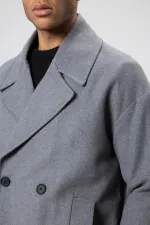 Veste courte oversize croisée en cachemire gris
