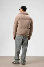 Doudoune oversize en velours beige