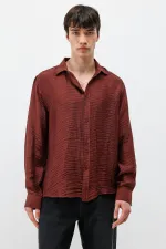 Chemise oversize texturée bordeaux
