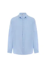 Basic Oversize Long-Sleeve Linen Shirt, Blue