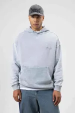 Sweat à capuche gris oversize à imprimé délavé