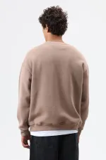 Sweat-shirt basique oversize délavé, couleur vison