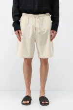 Oversize Keten Şort Naturel