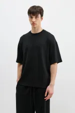 Modal Karışımlı Oversize Tişört Siyah