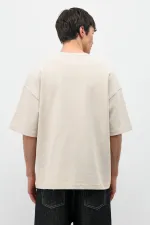 Baskılı Oversize Tişört Taş