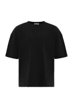 Basic Oversize Bisiklet Yaka Tişört Siyah