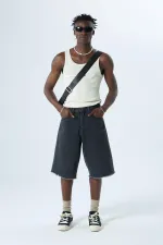 Oversize Bermuda Denim Şort Siyah