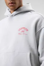 Sweat à capuche oversize délavé, coupe carrée, gris clair