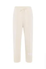 Label Detailed Oversize Modal Fabric Tracksuit Set, Ecru