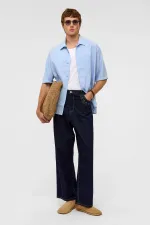 Basic Oversize Short-Sleeve Modal Shirt, Baby Blue