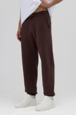 Basic Paça Lastikli Eşofman Alt Kahve