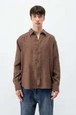 Chemise oversize en modal, couleur café