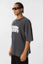 T-shirt oversize en maille délavée noire