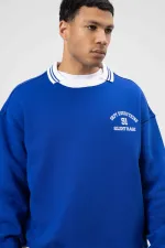 Sweat-shirt oversize à col brodé, bleu marine