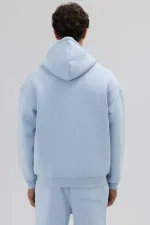 Basic Zip-Up Oversize Hooded Sweatshirt Baby Blue