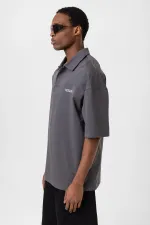 Polo Yaka Oversize Tişört Füme