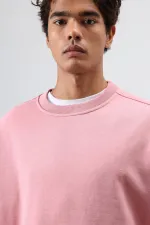 Sweat-shirt basique oversize délavé saumon