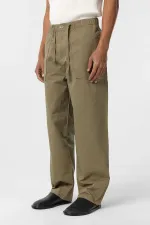 Baggy Fit Gabardine Trousers Khaki