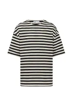 Striped Oversize Knit T-Shirt Black
