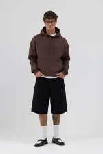 Basic Oversize Hooded Sweatshirt, Brown