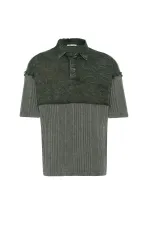 Washed Oversize Polo Shirt Khaki