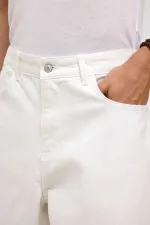 Oversize Bermuda Denim Shorts, Ecru