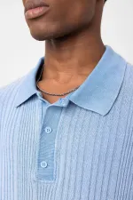 Polo Yaka Oversize Triko Açık Mavi