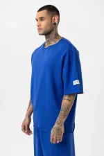 Etiket Detaylı Oversize Eşofman Takım Saks Etiket Detaylı Oversize Eşofman Takım Saks