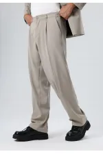 Costume croisé coupe décontractée couleur pierre