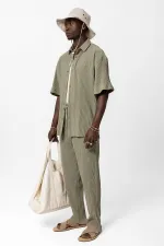 Basic Oversize Ottoman Takım Haki