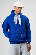 Oversize Hooded Sweatshirt with Scarf Detail, Navy Blue