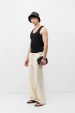 Super Baggy Fit Keten Pantolon Naturel