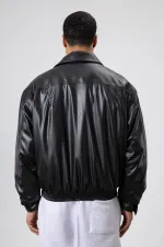 Veste oversize basique en similicuir noir