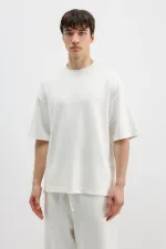 Modal Karışımlı Oversize Tişört Ekru