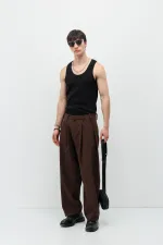 Barrel Fit Tailored Pantolon Kahve