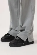 Paça Yırtmatçlı Oversize  Eşofman Takım Gri