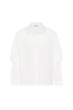 Çift Kol Detaylı Oversize Gömlek Beyaz