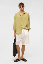 Oversize Long-Sleeve Modal Fabric Shirt, Green