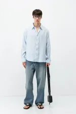 Modal Fabric Oversize Shirt, Baby Blue