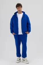 Sweat à capuche oversize basique zippé bleu marine