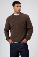 Bisiklet Yaka Oversize Triko Kazak Vizon