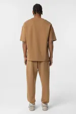 Ensemble de survêtement basique oversize à poignets élastiqués, camel