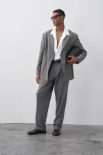 Costume croisé coupe décontractée anthracite