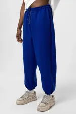 Pantalon de survêtement basique à taille élastique, coupe oversize, bleu marine
