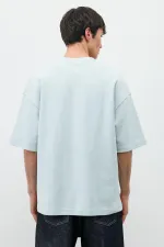 Baskılı Oversize Tişört Bebe Mavi