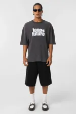 T-shirt oversize en maille délavée noire